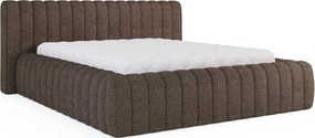 Brązowe tapicerowane łóżko dwuosobowe ze schowkiem ze stelażem 180x200 cm Carilla – ELTAP