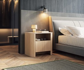 Zaokrąglona szafka nocna Bari S52 w kolorze dąb vicenza