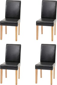 Krzesło do jadalni Littau (zestaw 4 sztuk),  imitacja skóry, czarne, jasne nogi