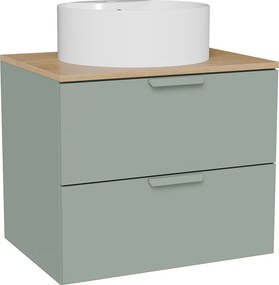 Wisząca szafka łazienkowa z okrągłą umywalką nablatową – Migdałowa zieleń – S60 cm – AVORELI