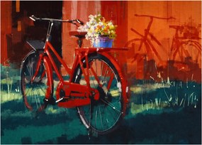 Obraz czerwonego koła, malowanie akrylowe (70x50 cm)