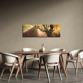 Obraz - Jesienny świt (z zegarem) (90x30 cm)