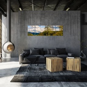 Obraz łodzi nad jeziorem (170x50 cm)