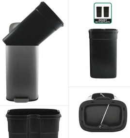 Spirella Kosz na śmieci z pedałem soft-close Akira 30 l, matowy szary, 30 l