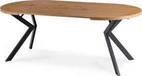 Stół Okrągły Rozkładany LUKAS 100-250 cm Dąb Złoty Nowoczesny Loft