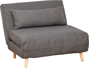 Sofa jednoosobowa rozkładana szara z regulowanym oparciem styl skandynawski do małych wnętrz | Aosom PL