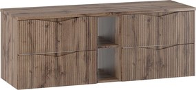 Zestaw do Łazienki 140cm Szafka Regał Blat Ryflowane Fronty Dąb Wotan Cleo