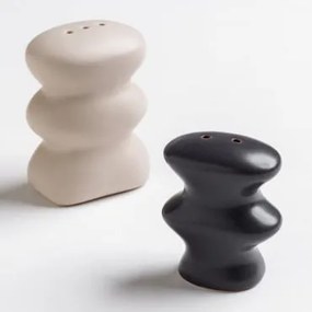 Solniczka I Pieprzniczka Z Porcelany Gocker Gris Antracita - Jasny Piaskowy Brąz - Sklum