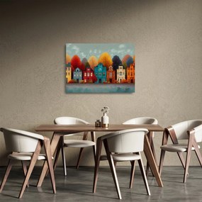Obraz na szkle - Malowane jesienne miasto (70x50 cm)
