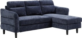 Kanapa narożna rozkładana i uniwersalna z teksturowanej tkaniny w kolorze granatowym VANERSI