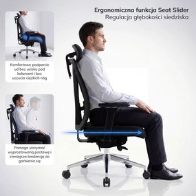 Fotel biurowy ergonomiczny czarny z siatką VECTOR