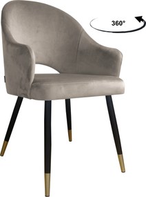 Krzesło Velvet tkanina Welur noga metalowa : Kolor nogi - Czano-złota stożek, Kolor tkaniny - VELVET - MG09, Typ siedziska - Siedzisko obrotowe 360°