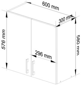 Górna szafka wisząca do kuchni dąb sonoma 60 cm - Bolivia 17X