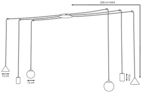 Czarna nowoczesna lampa pająk - D132 Delian 4X