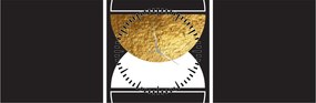 Obraz - Abstrakcja złoto i czerń N⁰2 (z zegarem) (90x30 cm)
