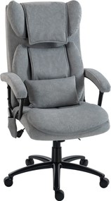 HOMCOM Ergonomiczny fotel biurowy z funkcją masażu, 4 punkty masażu, fotel z wysokim oparciem typu butterfly, szerokie siedzisko, szary aksamit | Aosom PL