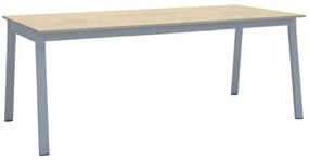Stół konferencyjny do biura PRIMO BASIC, 200x90 cm, szaro-srebrna podstawa, dąb naturalny