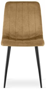Brązowe aksamitne krzesło LAVA z czarnymi nogami
