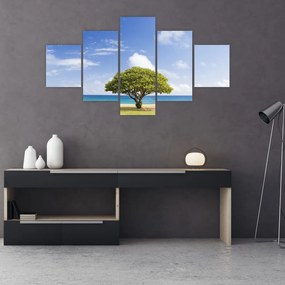 Obraz plaży z drzewem (125x70 cm)