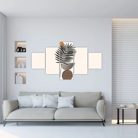 Obraz - Abstrakcja z liściem palmy (125x70 cm)