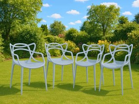 Zestaw 4 jasnoszarych plastikowych krzeseł KATO