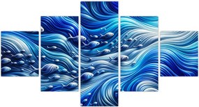 Obraz – Ryby w falach (125x70 cm)