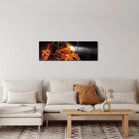 Obraz - Motocyklista z płomieniami (z zegarem) (90x30 cm)