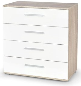 Minimalistyczna komoda  biała + dąb sonomaH6-D37