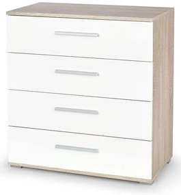 Minimalistyczna komoda Kaloe C4 - biała + dąb sonoma