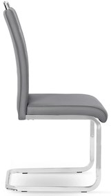 Krzesło Tapicerowane do Jadalni LOCA Szare Na Płozach Ekoskóra Nowoczesne