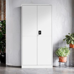 Biurowa szafa metalowa JAN, 900 x 1850 x 400 mm, Smart: biała