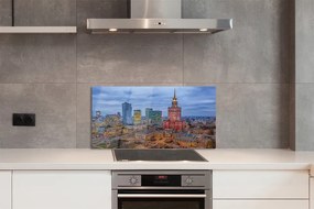 Szkło do Kuchni na Ścianę Panorama Warszawy o Zachodzie Słońca
