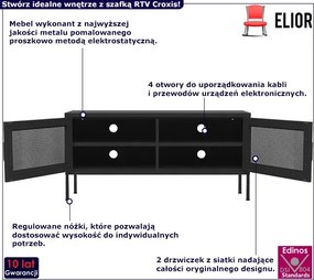 Czarna metalowa szafka RTV z drzwiczkami H1-T84