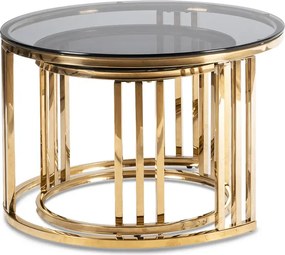 Zestaw Stolików Kawowych TRITON 70 cm/50 cm Szary/Złoty Glamour