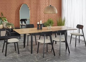 Stół rozkładany Tommy 160–240 cm dąb naturalny / czarny – MDF + drewno bukowe, styl skandynawski klasyczny
