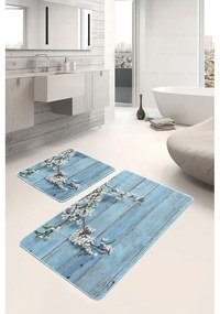 Niebieskie dywaniki łazienkowe zestaw 2 szt. 60x100 cm – Mila Home