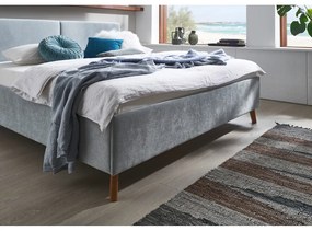 Jasnoniebieskie tapicerowane łóżko dwuosobowe ze stelażem 160x200 cm Piano – Meise Möbel