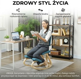 HOMCOM Ergonomiczne krzesło klęcznik, zdrowotne krzesło dla domu, biura, medytacji, ciemnoniebieskie | Aosom PL