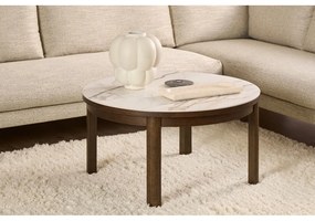 Beżowo-ciemnobrązowy okrągły stolik z ceramicznym blatem ø 90 cm Southampton – Actona