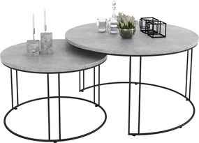 Zestaw dwóch stolików kawowych czarny + beton F6-C08