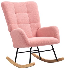 HOMCOM Fotel Bujany z Przytulnym Pokryciem, Gruba Wyściółka, Antypoślizgowy, Różowy