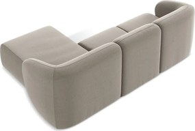 Jasnobrązowy aksamitny narożnik (prawostronny/z szezlongiem) Lani – Makamii