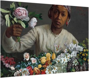 Obraz - Frédéric Bazille, Young Woman with Peonies, reprodukcje (70x50 cm)