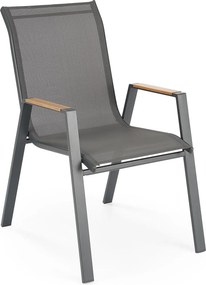 Antracytowe krzesło do ogrodu z podłokietnikami P3-R26