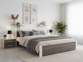 Łóżko IKAROS 180 x 200 cm, biały/dąb truflowy Stelaż: Ze stelażem listwowym rolowanym, Materac: Materac Deluxe 10 cm