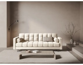 Kremowa aksamitna rozkładana sofa ze schowkiem 222 cm Bali – Cosmopolitan Design