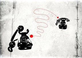 Obraz na szkle - Rysunek telefonu w stylu Banksy (70x50 cm)