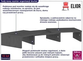 Szara podstawka pod monitor z drewna sosnowego - Velpul