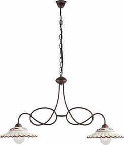 Bistrot żyrandol z czarnego żelaza z efektem rdzy, ceramiczne dyfuzory, 2 lampy, 98x30 cm