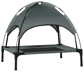 Podwyższone Legowisko dla Psa PawHut z Baldachimem – Ochrona UV, Oddychająca, dla Średnich Psów, Szary+Czarny